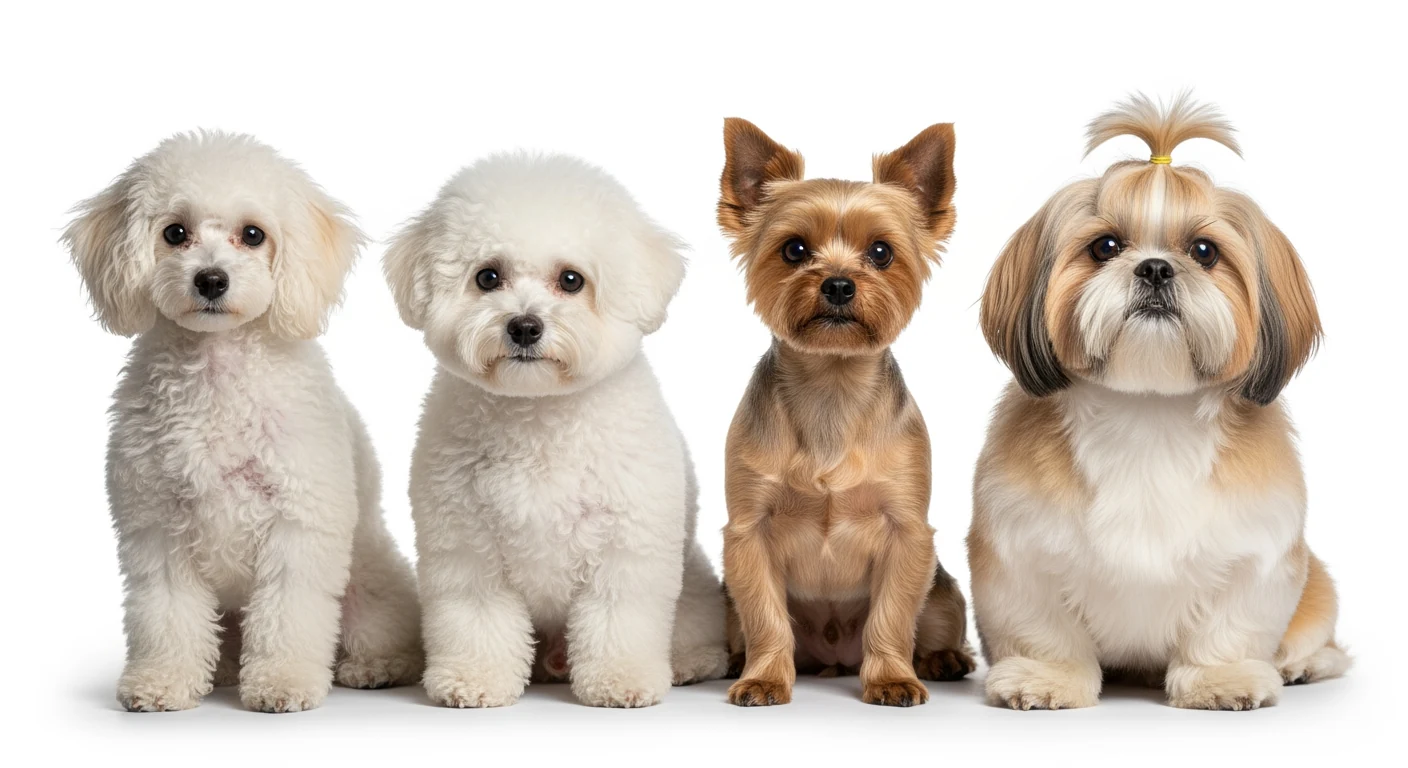 Quatre races hypoallergéniques côte à côte